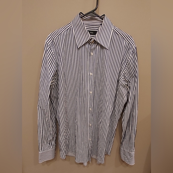 Hugo Boss Classic Blue and White Striped Shirt - Picture 1 of 6